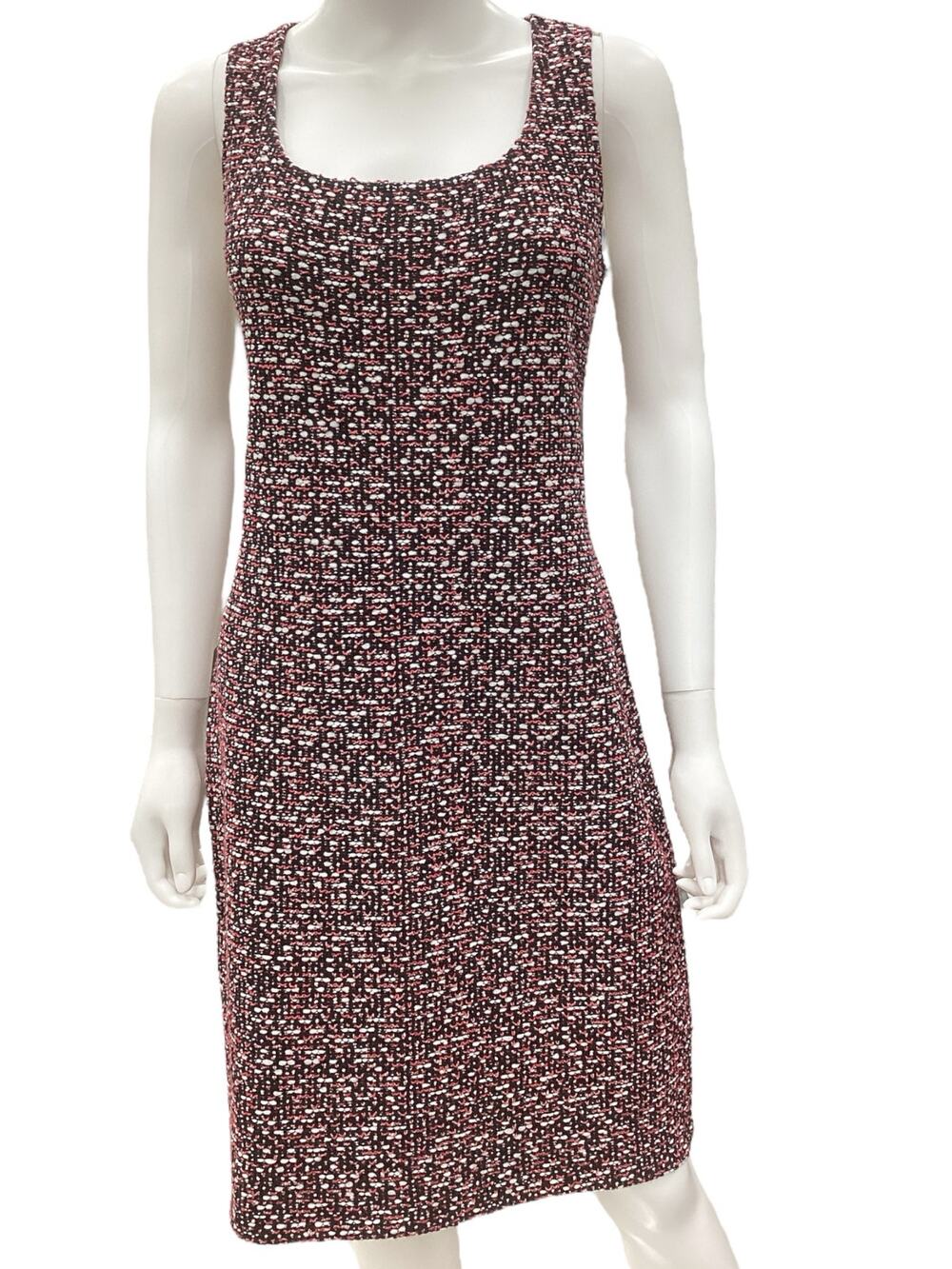 St.John Collection Dress Women’s Size 10 Square Neck Boucle Knit in Red
